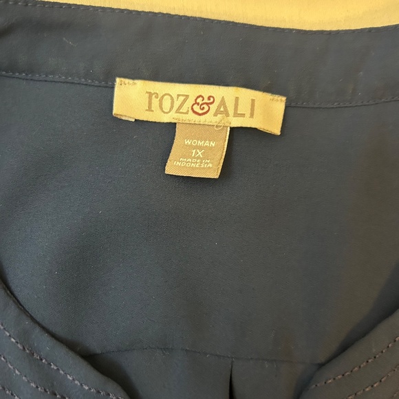 Women’s Roz & Ali Sleeveless Navy Blue Button Down Blouse | XL - Picture 5 of 6